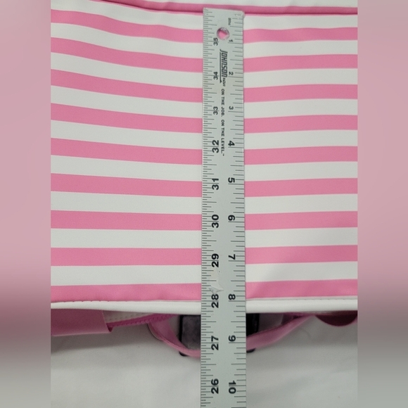 Bioworld Hello Kitty Pink and White Striped Duffle Bag 17.75"x14.5"×8"D - Picture 9 of 12